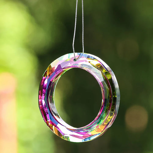 50Mm Circle Crystal Suncatcher Prism Rainbow Maker round Ring Glass Chandelier Parts Lamp Pendant Garden Window Hanging Decor