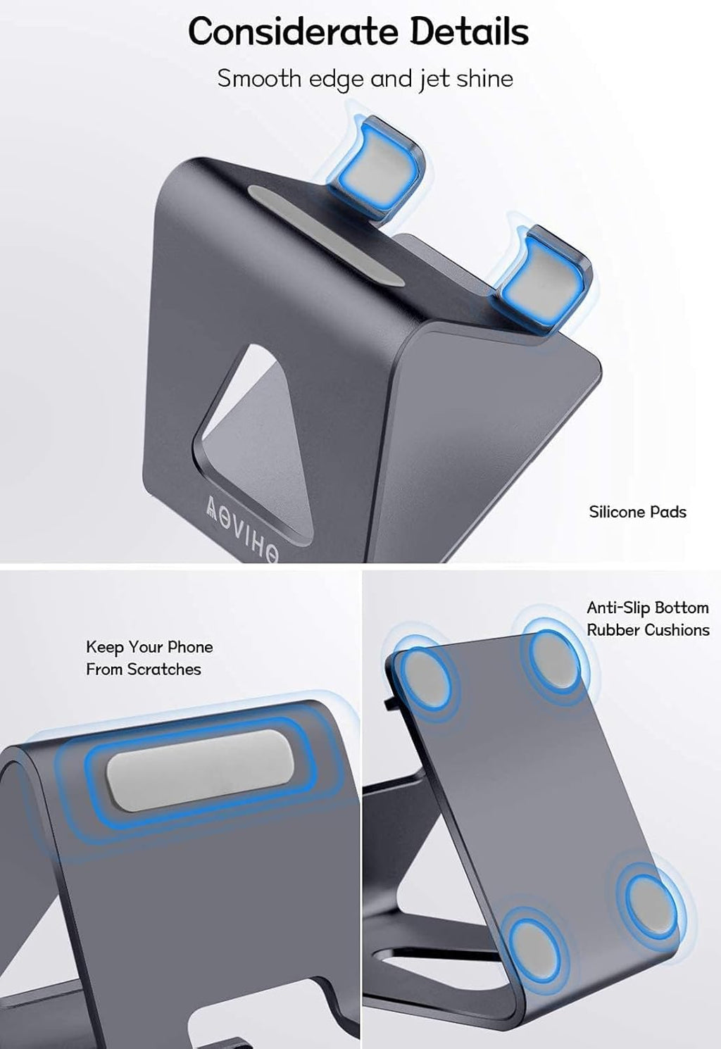 Ty Wats Minimalist Aluminum Desk Phone Stand – Fully Adjustable & Stable