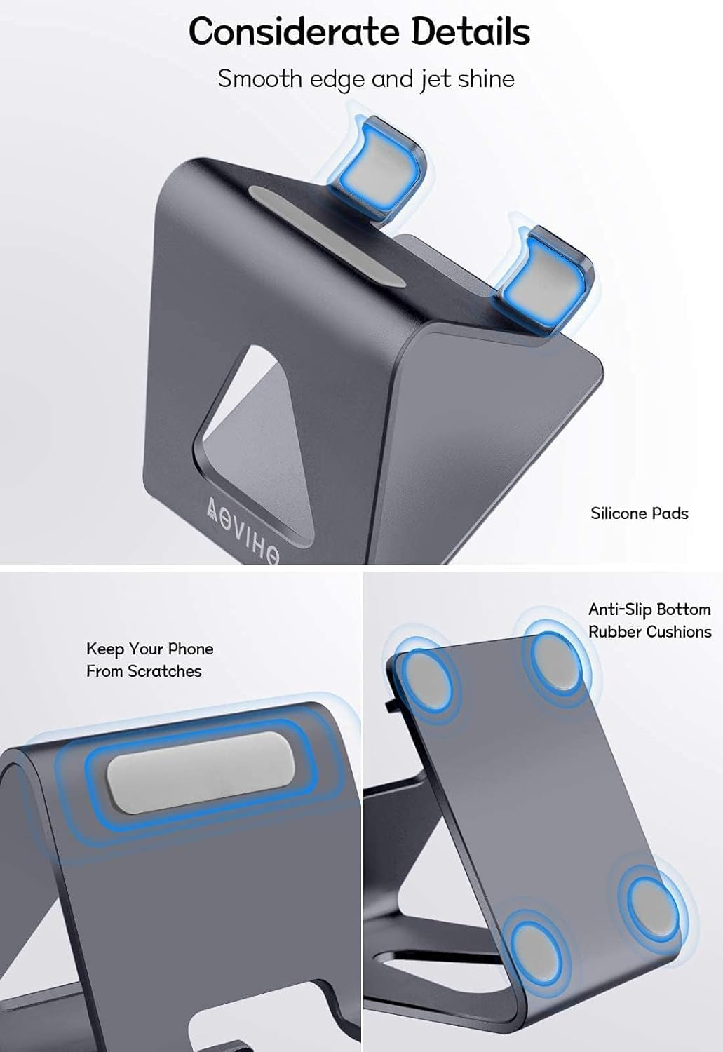 Ty Wats Minimalist Aluminum Desk Phone Stand – Fully Adjustable & Stable