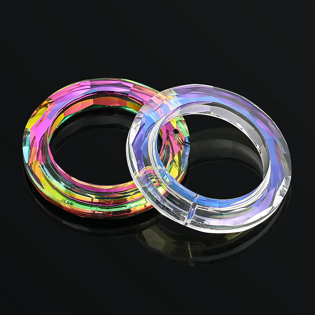 50Mm Circle Crystal Suncatcher Prism Rainbow Maker round Ring Glass Chandelier Parts Lamp Pendant Garden Window Hanging Decor