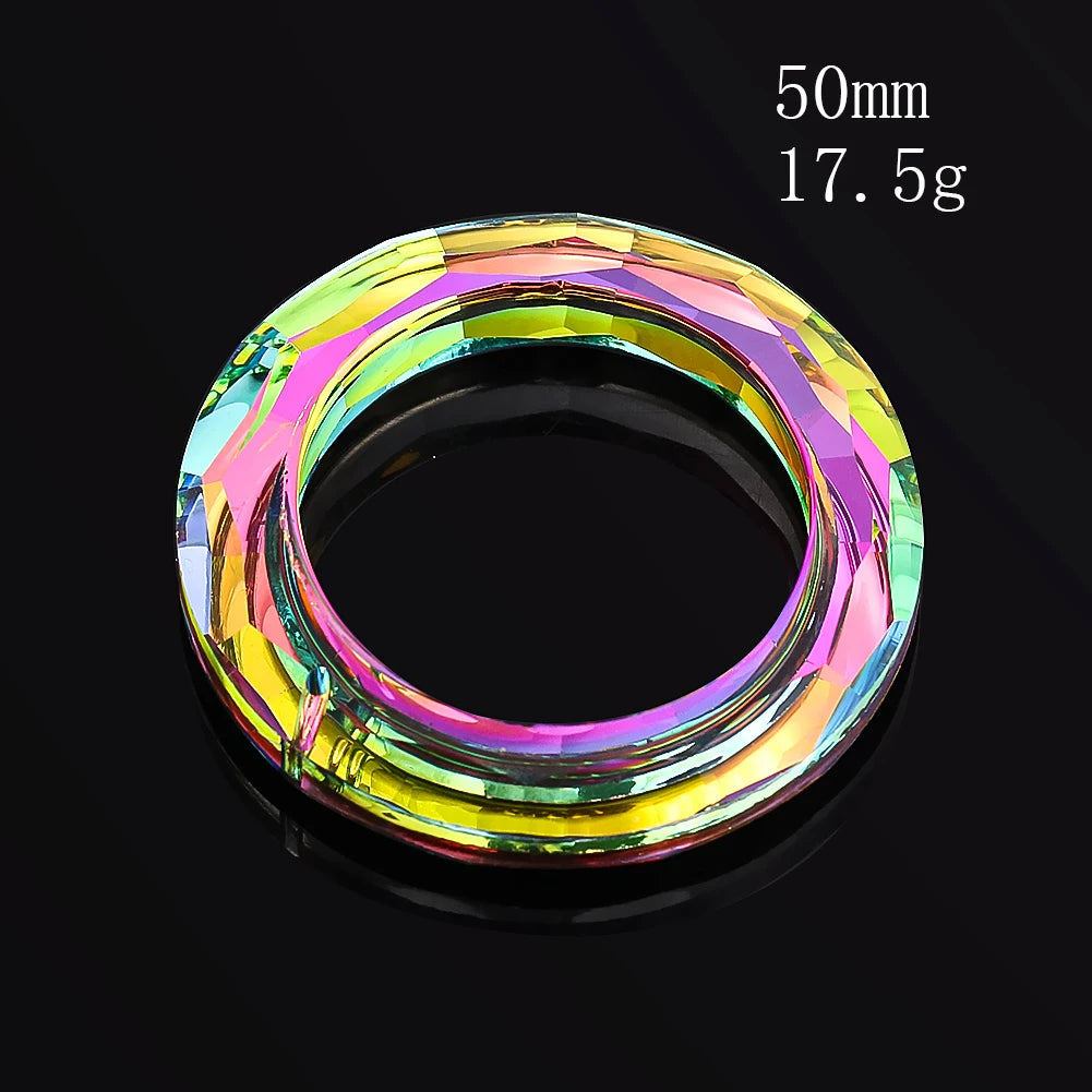 50Mm Circle Crystal Suncatcher Prism Rainbow Maker round Ring Glass Chandelier Parts Lamp Pendant Garden Window Hanging Decor